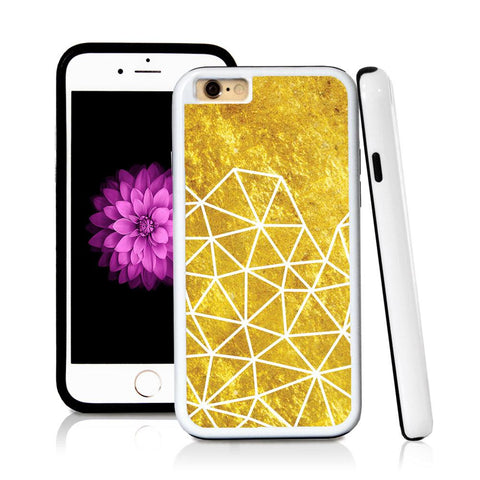 iPhone 6 case Abstract lines bottom half page in Shiny Gold Texture with hard plastic & rubber protective cover