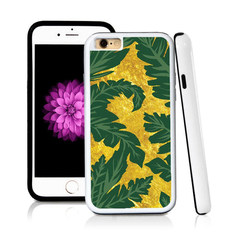 iPhone 6 case Palm leaves green in Shiny Gold Texture with hard plastic & rubber protective cover