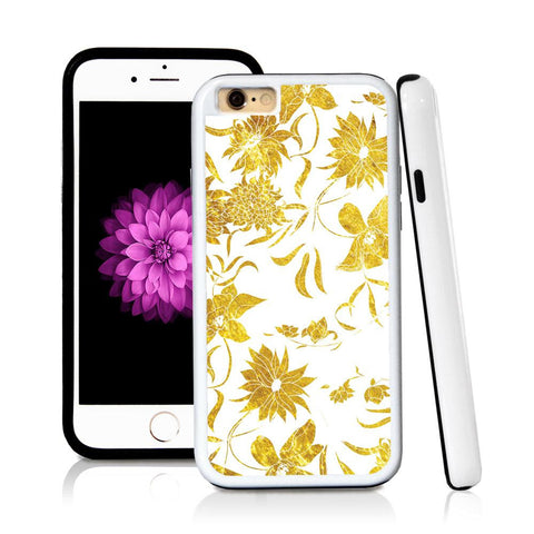 iPhone 6 case Botanical flowers in Shiny Gold Texture with hard plastic & rubber protective cover