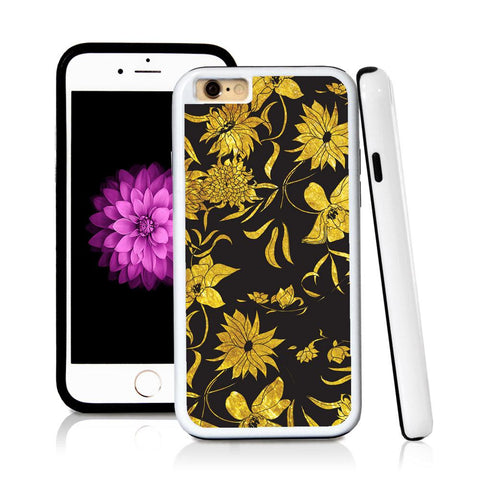 iPhone 6 case Botanical flowers in Shiny Gold Texture with hard plastic and rubber protective cover