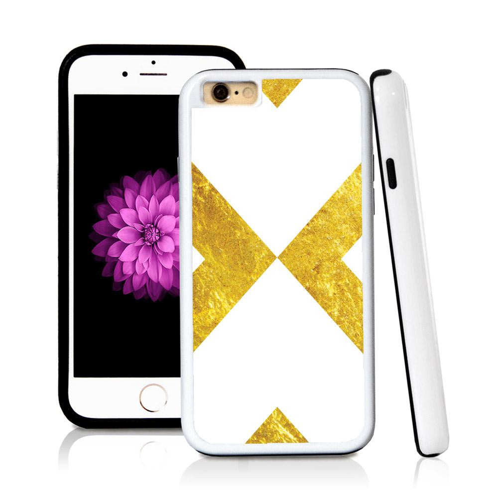 iPhone 6 case Abstract x in Shiny Gold Texture with hard plastic & rubber protective cover