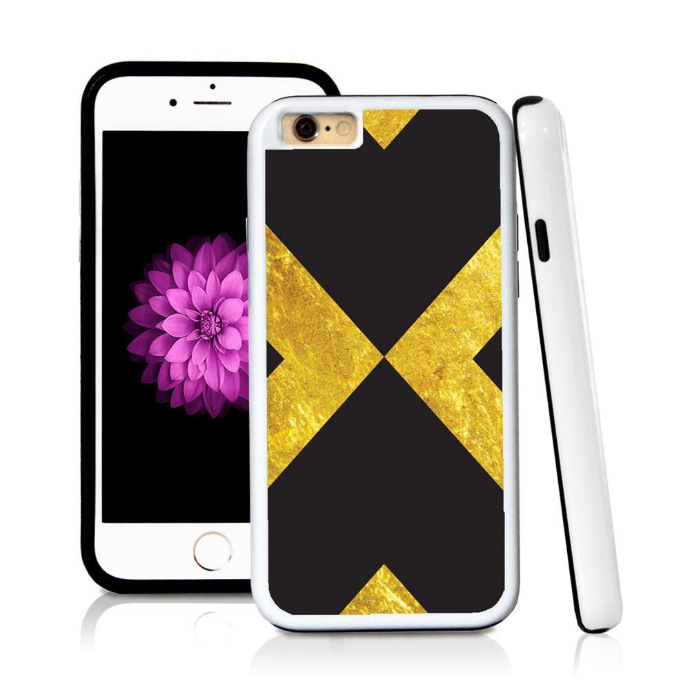 iPhone 6 case Abstract x in Shiny Gold Texture with hard plastic and rubber protective cover