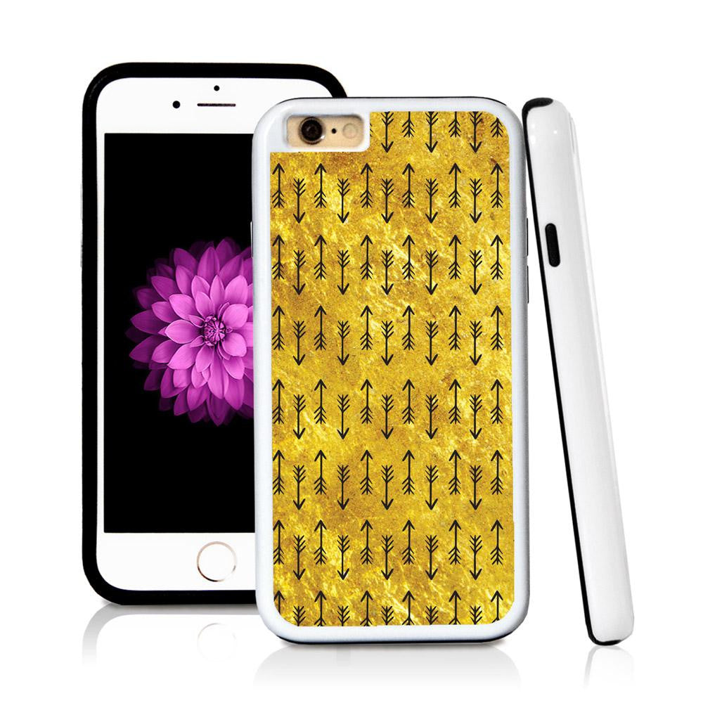 iPhone 6 case Arrow pattern in Shiny Gold Texture with hard plastic and rubber protective cover