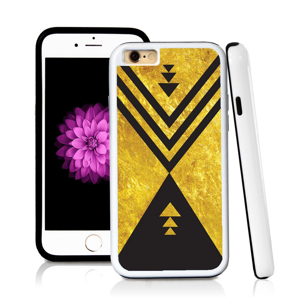 iPhone 6 case Aztec triangle in Shiny Gold Texture with hard plastic and rubber protective cover