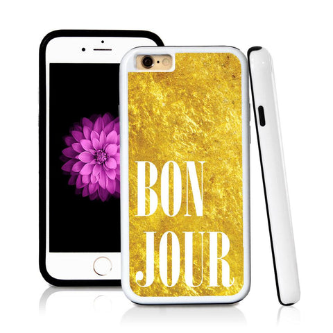 iPhone 6 case Bonjour type in Shiny Gold Texture with hard plastic & rubber protective cover