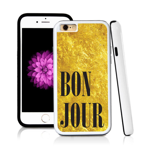 iPhone 6 case Bonjour type in Shiny Gold Texture with hard plastic and rubber protective cover