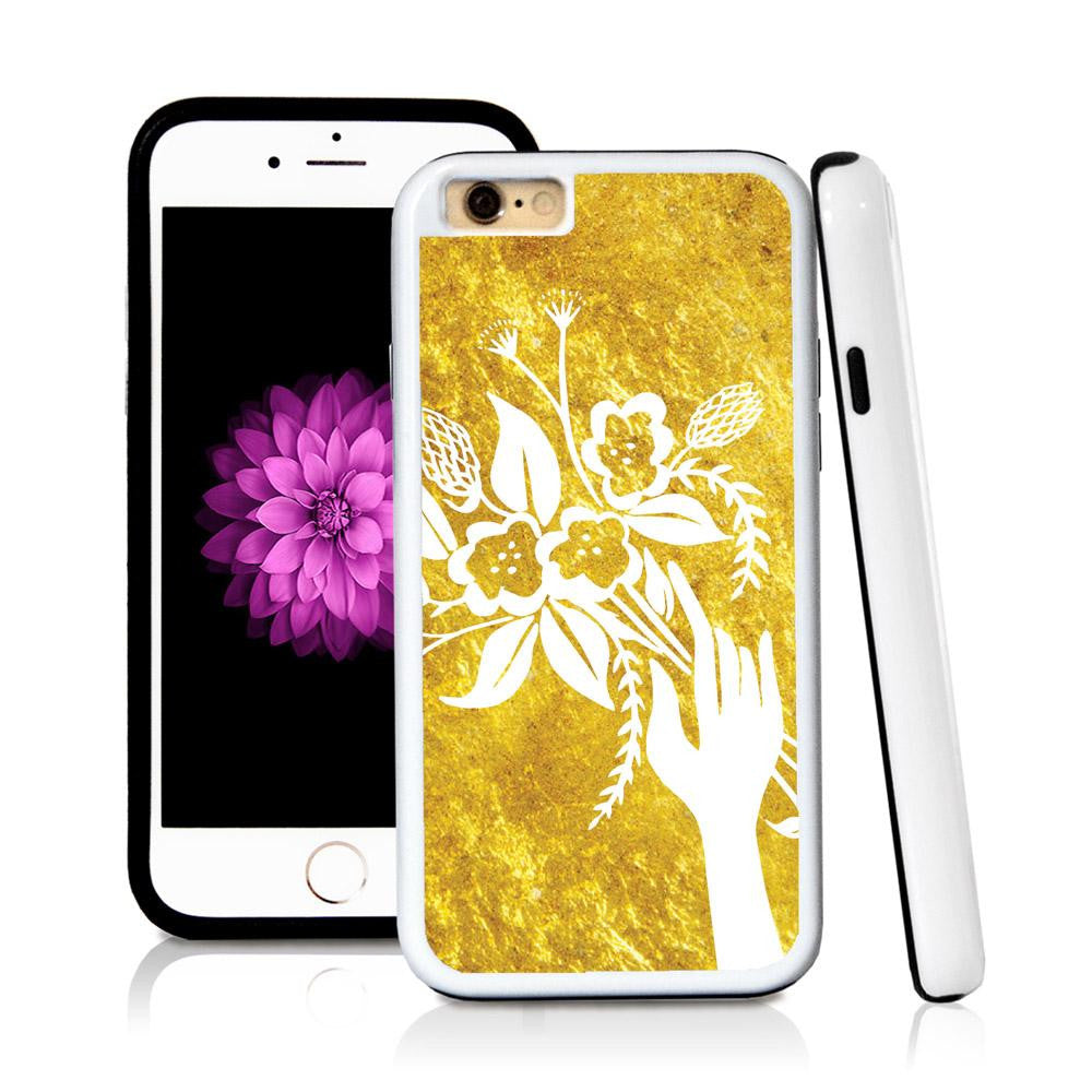 iPhone 6 case Boquette illustration in Shiny Gold Texture with hard plastic & rubber protective cover