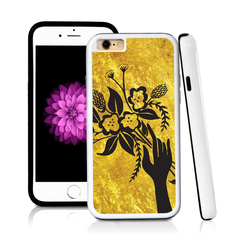 iPhone 6 case Boquette illustration in Shiny Gold Texture with hard plastic and rubber protective cover