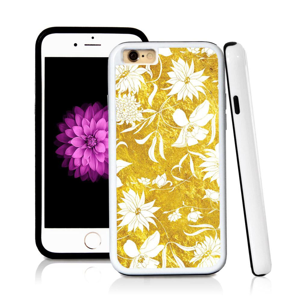 iPhone 6 case Botanical flowers in Shiny Gold Texture with hard plastic & rubber protective cover