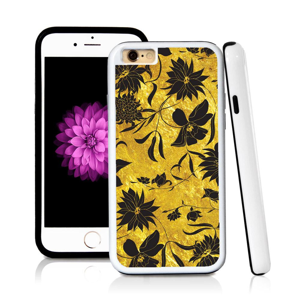 iPhone 6 case Botanical flowers in Shiny Gold Texture with hard plastic and rubber protective cover