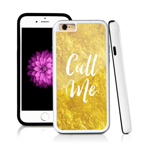 iPhone 6 case Call me in Shiny Gold Texture with hard plastic & rubber protective cover