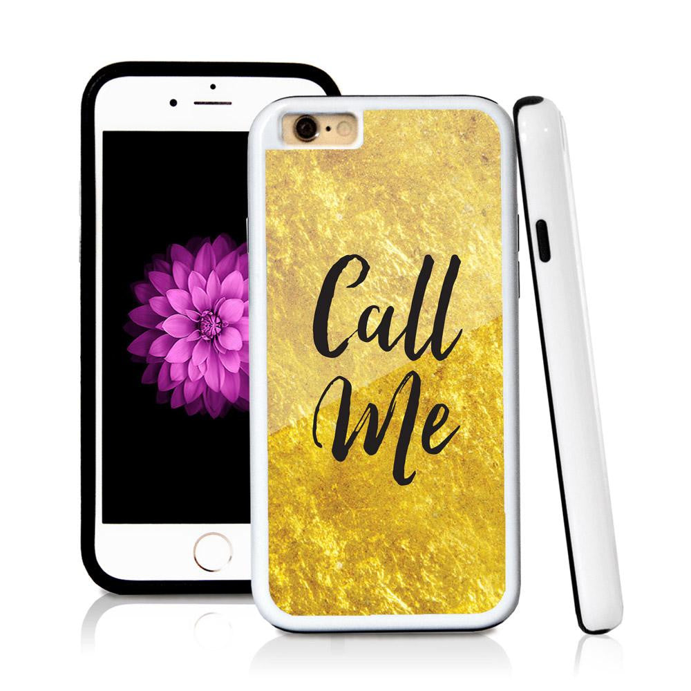 iPhone 6 case Call me in Shiny Gold Texture with hard plastic and rubber protective cover