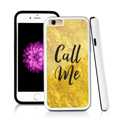 iPhone 6 case Call me in Shiny Gold Texture with hard plastic and rubber protective cover