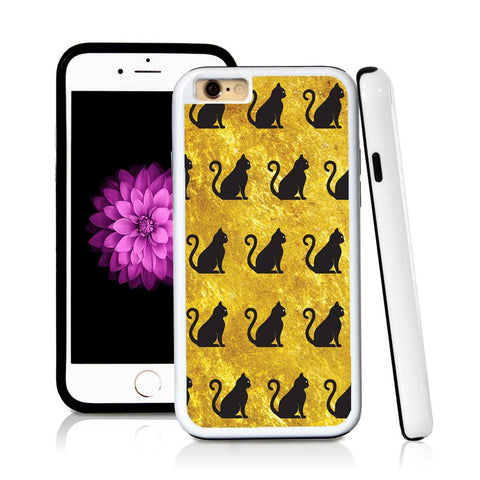 iPhone 6 case Cat sitting in Shiny Gold Texture with hard plastic & rubber protective cover