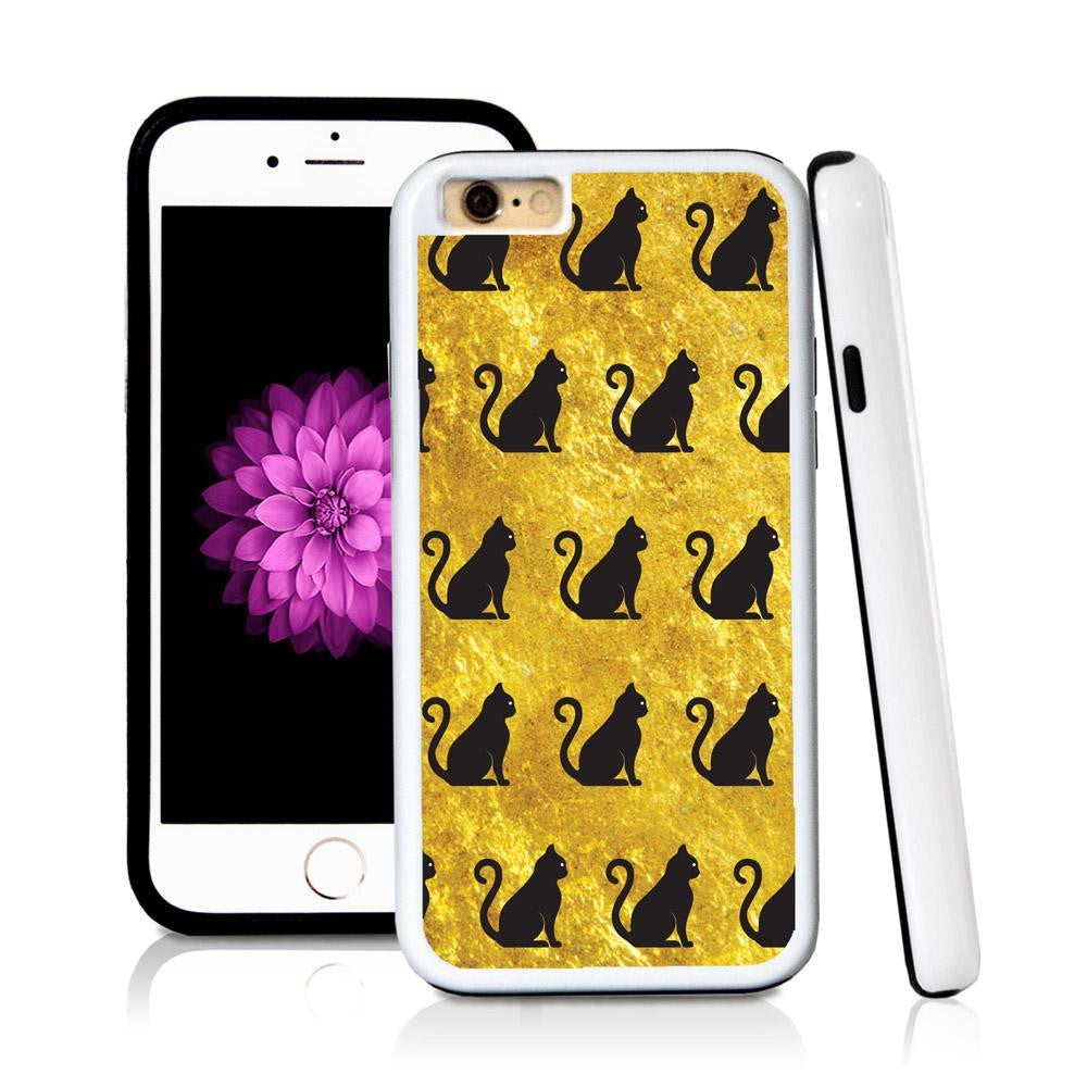 iPhone 6 case Cat sitting in Shiny Gold Texture with hard plastic and rubber protective cover