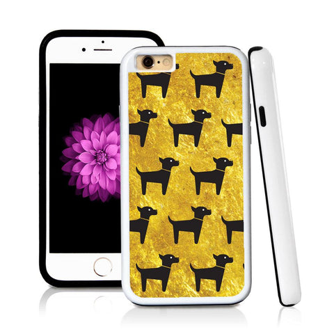 iPhone 6 case Dog standing in Shiny Gold Texture with hard plastic & rubber protective cover