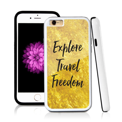 iPhone 6 case Explore travel freedom in Shiny Gold Texture with hard plastic and rubber protective cover