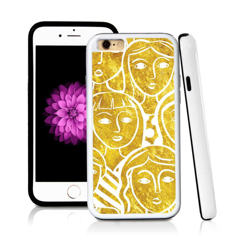 iPhone 6 case Face illustrations in Shiny Gold Texture with hard plastic & rubber protective cover