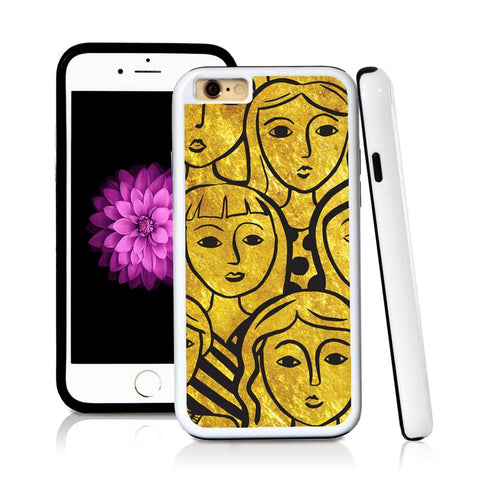 iPhone 6 case Face illustrations in Shiny Gold Texture with hard plastic and rubber protective cover