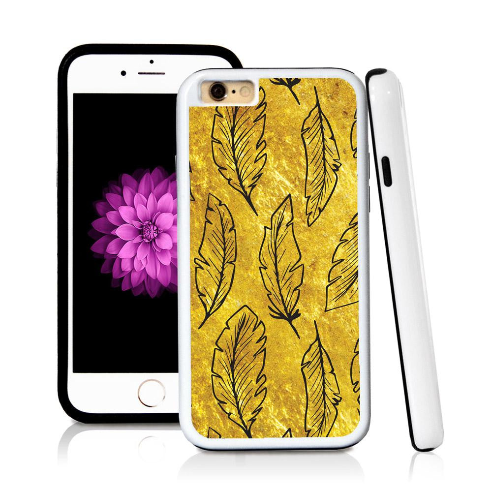 iPhone 6 case Feathers in Shiny Gold Texture with hard plastic and rubber protective cover