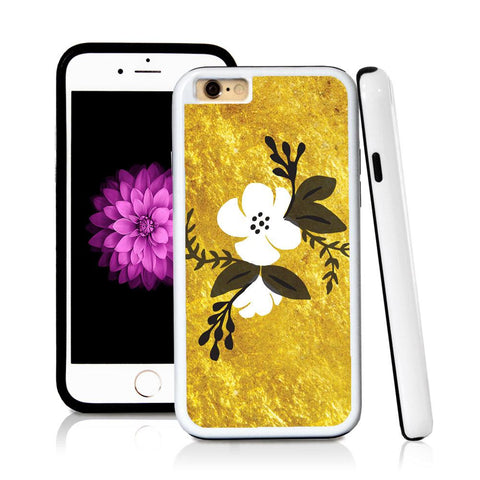 iPhone 6 case Flower cluster centered in Shiny Gold Texture with hard plastic & rubber protective cover