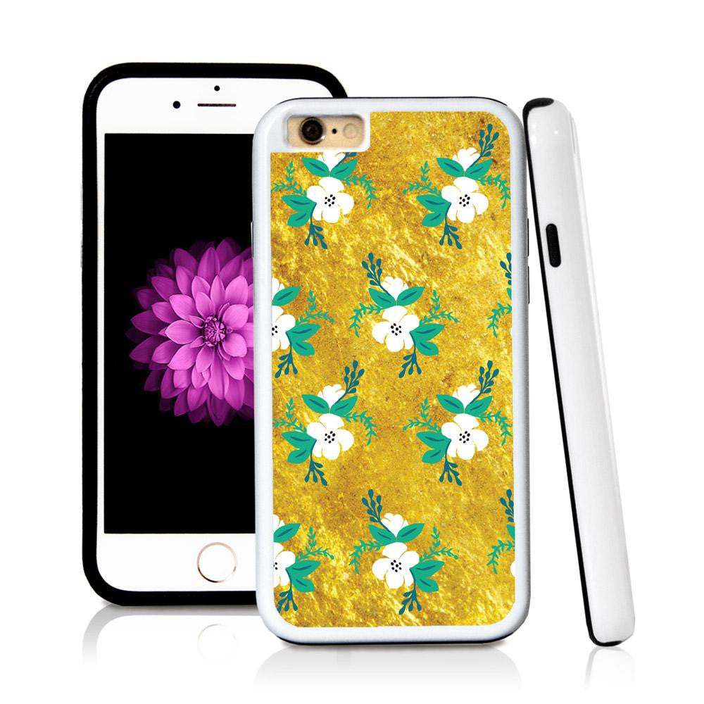 iPhone 6 case Flower cluster illustrations in Shiny Gold Texture with hard plastic & rubber protective cover