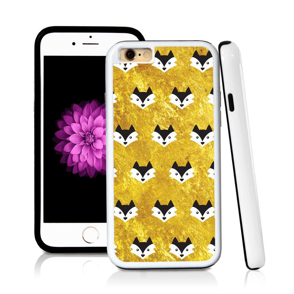 iPhone 6 case Foxes in Shiny Gold Texture with hard plastic & rubber protective cover