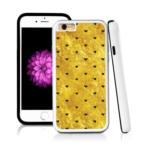 iPhone 6 case Heart pattern in Shiny Gold Texture with hard plastic and rubber protective cover