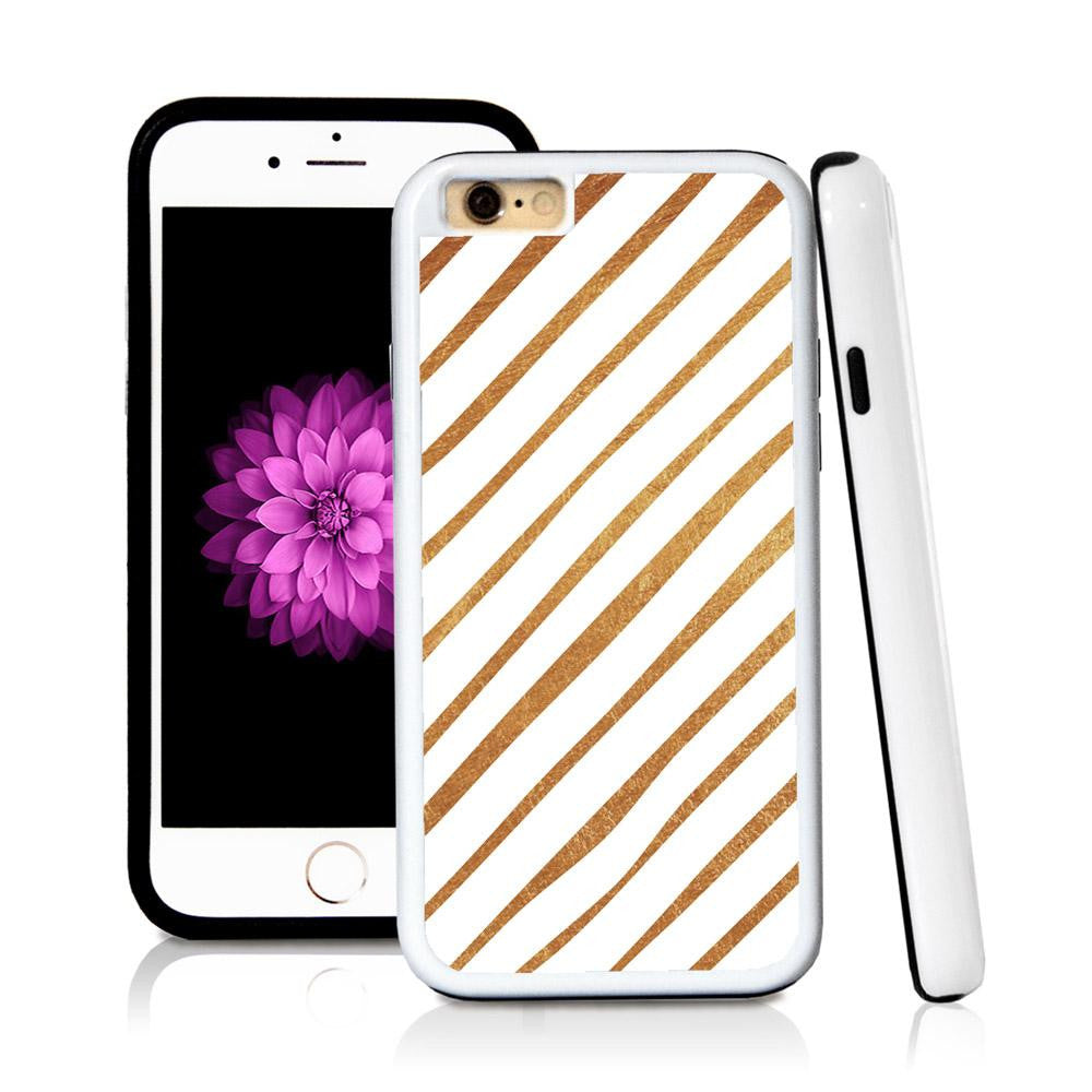 iPhone 6 case Horizontal stripes in Shiny Gold Texture with hard plastic & rubber protective cover