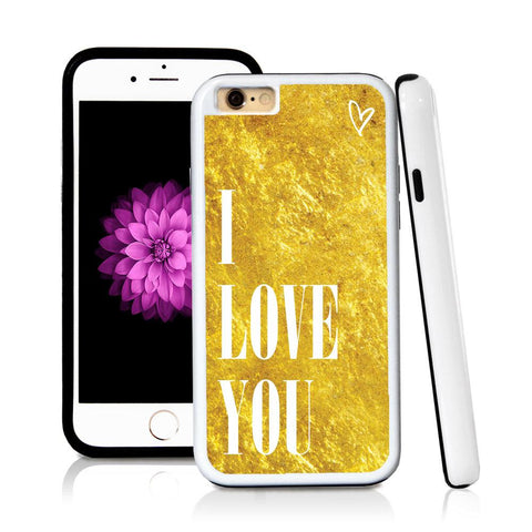 iPhone 6 case I love you in Shiny Gold Texture with hard plastic & rubber protective cover