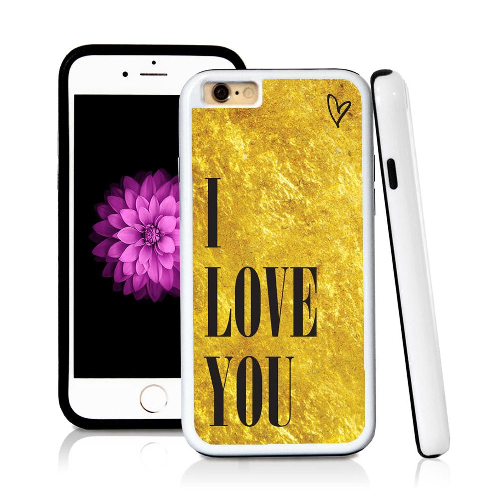 iPhone 6 case I love you in Shiny Gold Texture with hard plastic and rubber protective cover