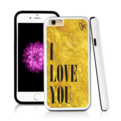 iPhone 6 case I love you in Shiny Gold Texture with hard plastic and rubber protective cover