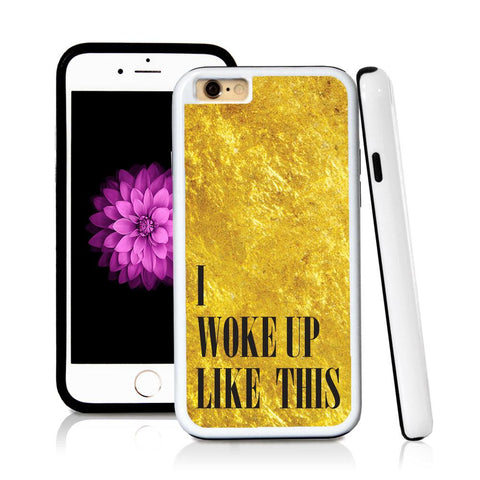 iPhone 6 case I woke up like this in Shiny Gold Texture with hard plastic and rubber protective cover