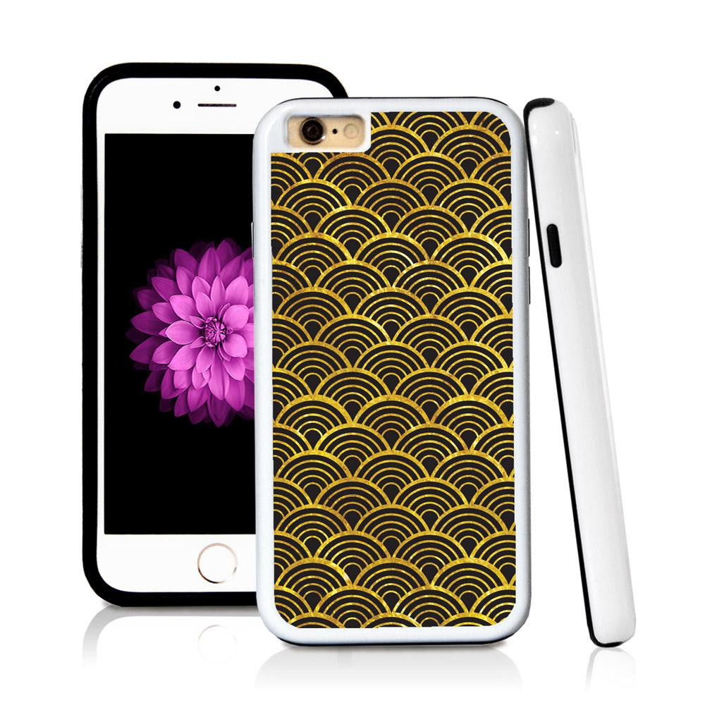 iPhone 6 case Japanese wave inside in Shiny Gold Texture with hard plastic and rubber protective cover