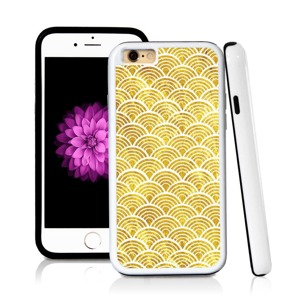 iPhone 6 case Japanese wave outline in Shiny Gold Texture with hard plastic & rubber protective cover