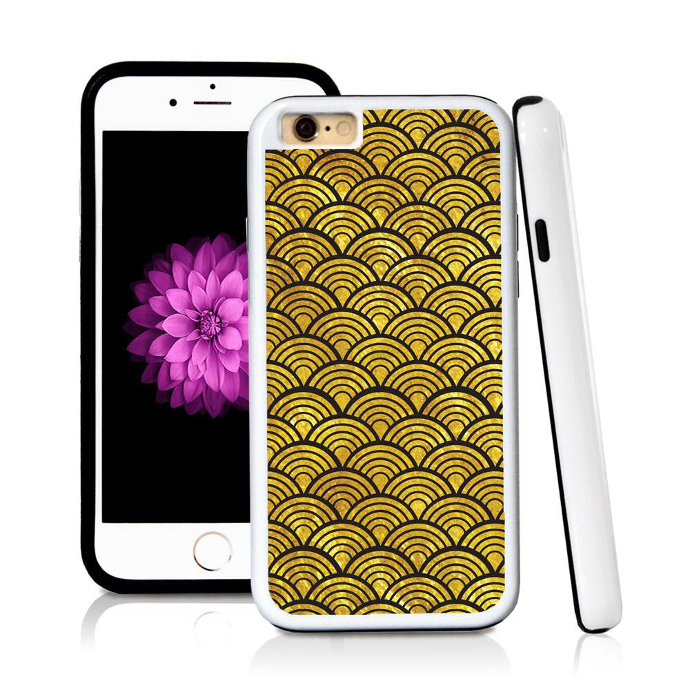 iPhone 6 case Japanese wave outline in Shiny Gold Texture with hard plastic and rubber protective cover