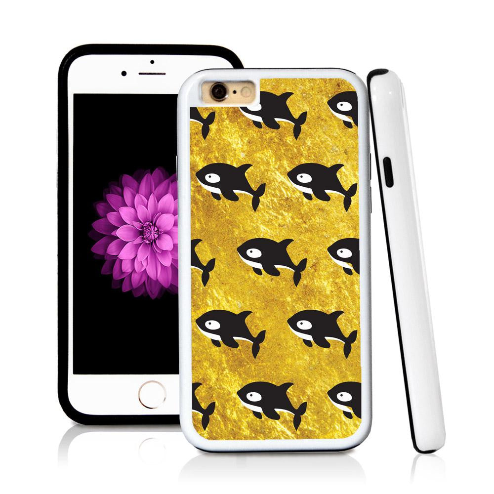 iPhone 6 case Killer whales in Shiny Gold Texture with hard plastic & rubber protective cover