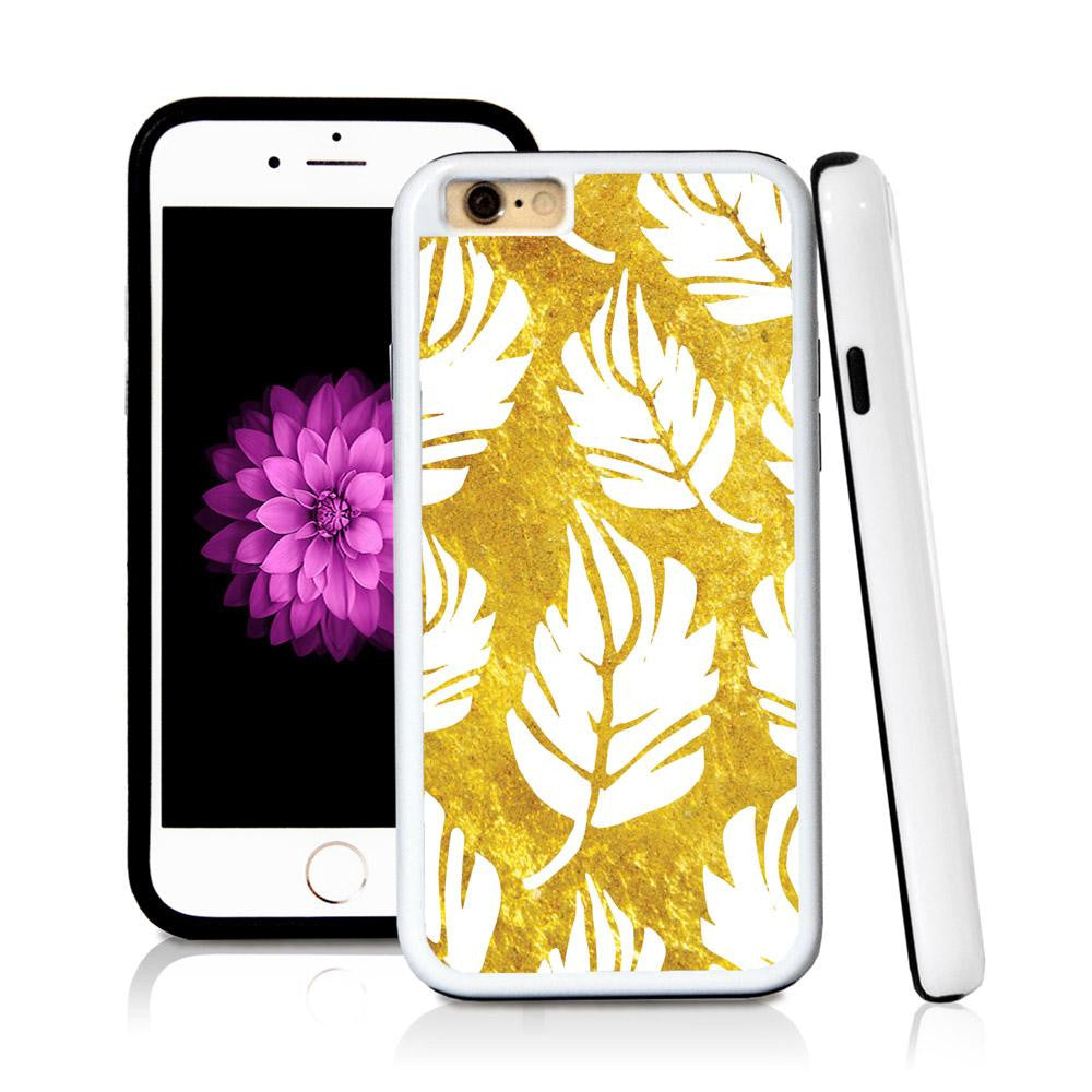 iPhone 6 case Large leaves in Shiny Gold Texture with hard plastic & rubber protective cover