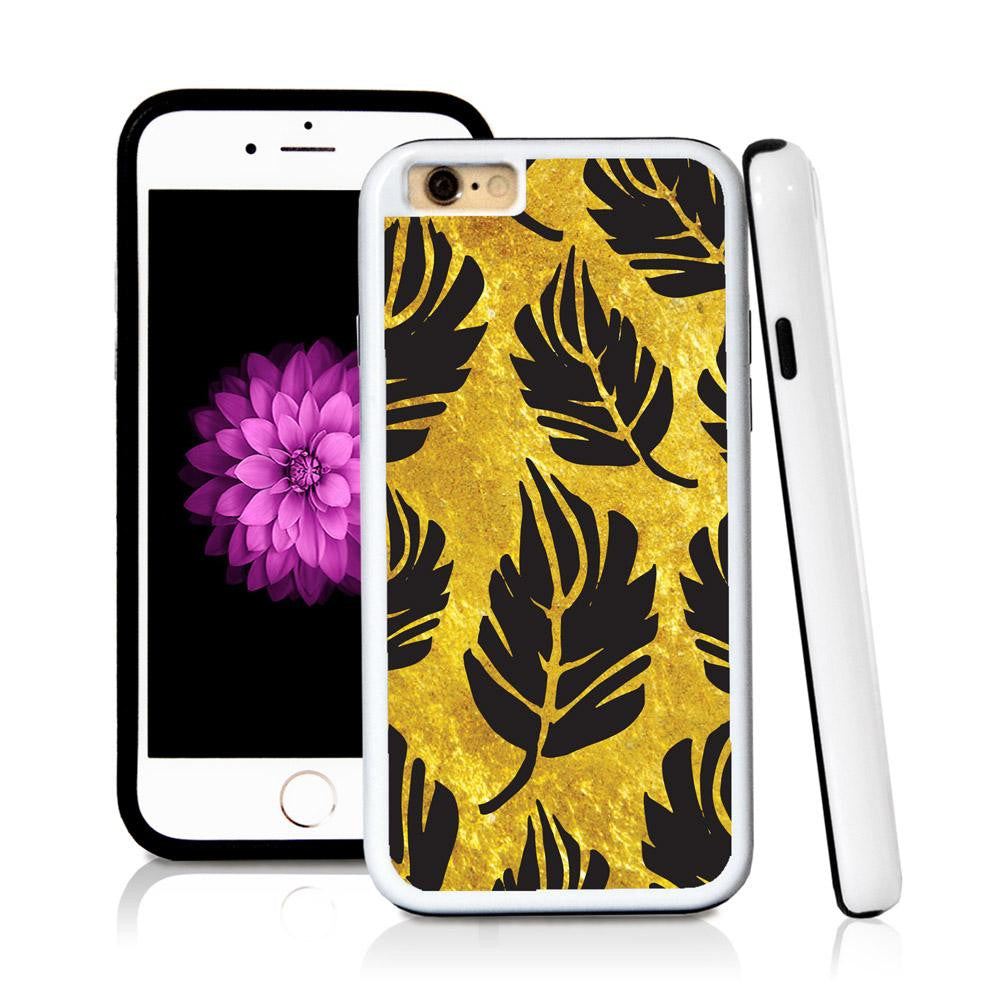 iPhone 6 case Large leaves in Shiny Gold Texture with hard plastic and rubber protective cover