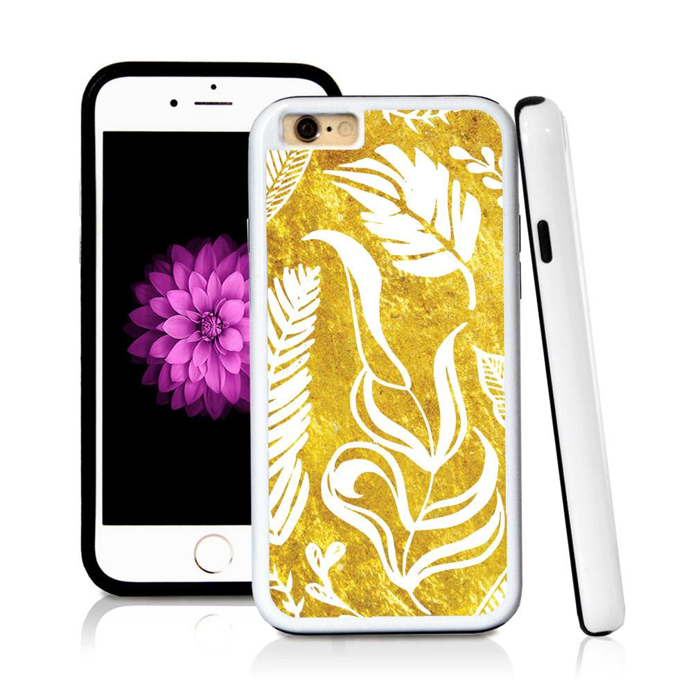 iPhone 6 case Leaf assorted in Shiny Gold Texture with hard plastic & rubber protective cover