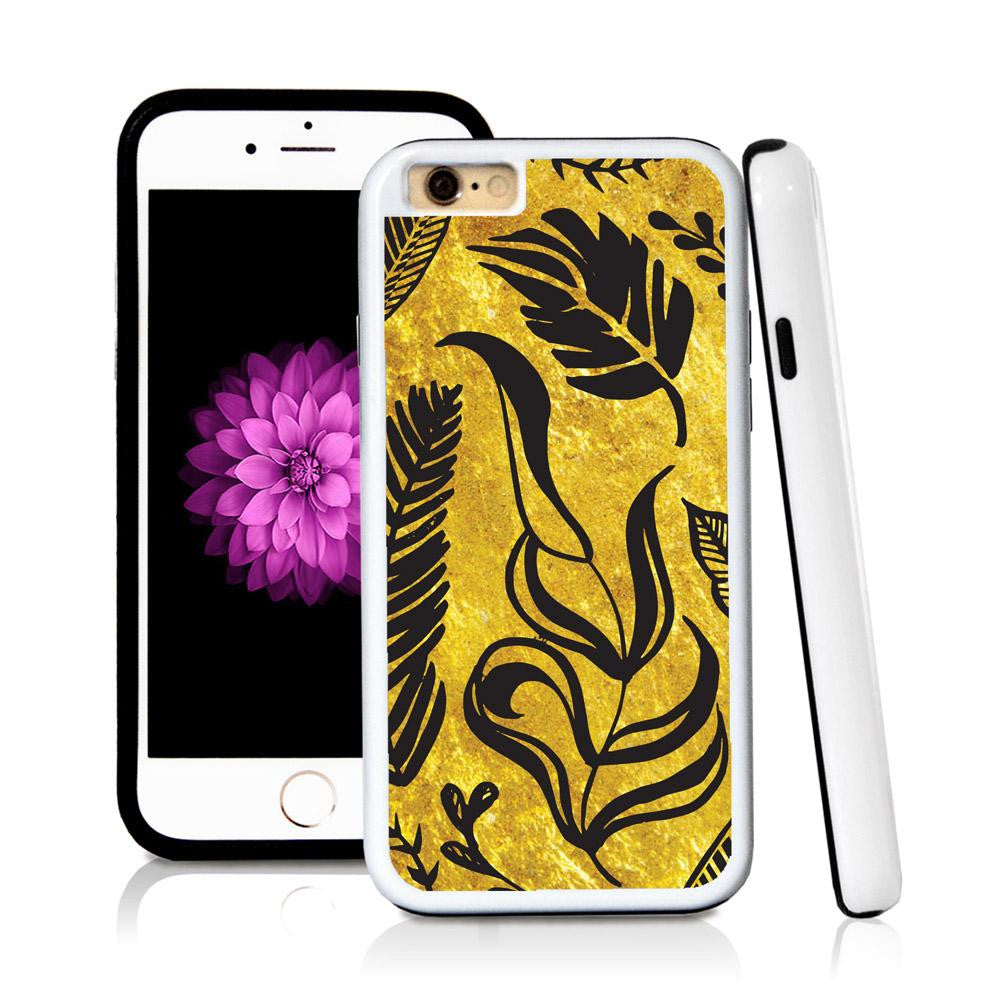 iPhone 6 case Leaf assorted in Shiny Gold Texture with hard plastic and rubber protective cover