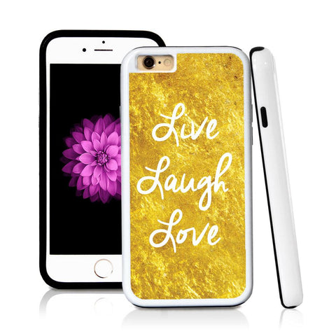 iPhone 6 case Live laugh love in Shiny Gold Texture with hard plastic & rubber protective cover