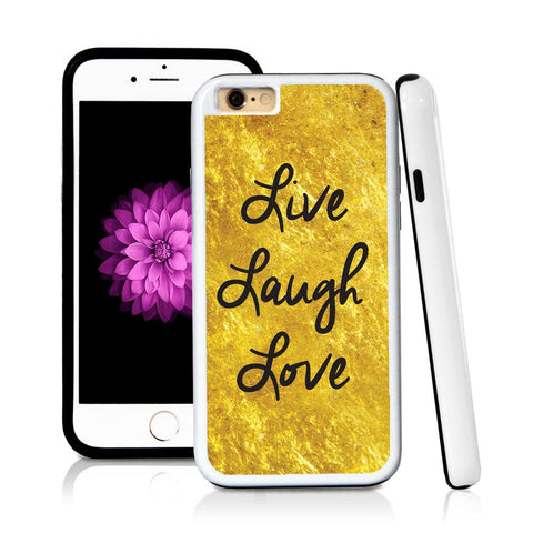 iPhone 6 case Live laugh love in Shiny Gold Texture with hard plastic and rubber protective cover