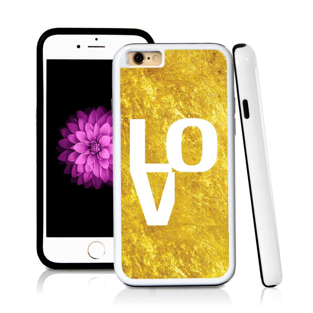 iPhone 6 case Love simple type helvetica in Shiny Gold Texture with hard plastic & rubber protective cover