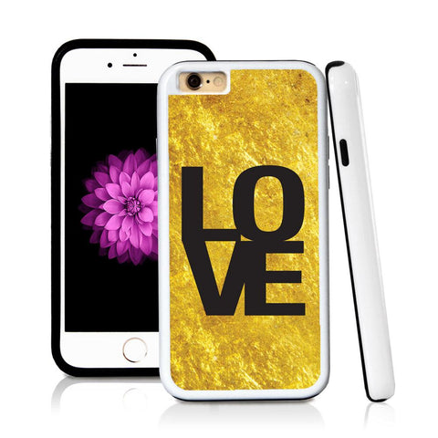 iPhone 6 case Love simple type helvetica in Shiny Gold Texture with hard plastic and rubber protective cover