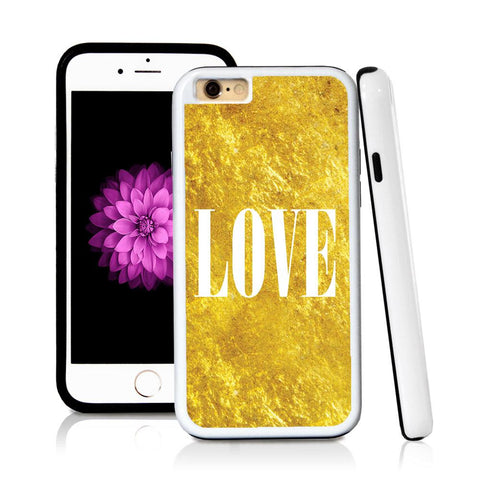 iPhone 6 case Love typography serif modern in Shiny Gold Texture with hard plastic & rubber protective cover