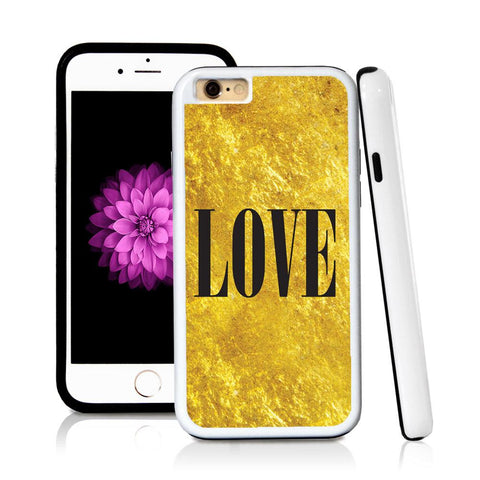 iPhone 6 case Love typography serif modern in Shiny Gold Texture with hard plastic and rubber protective cover