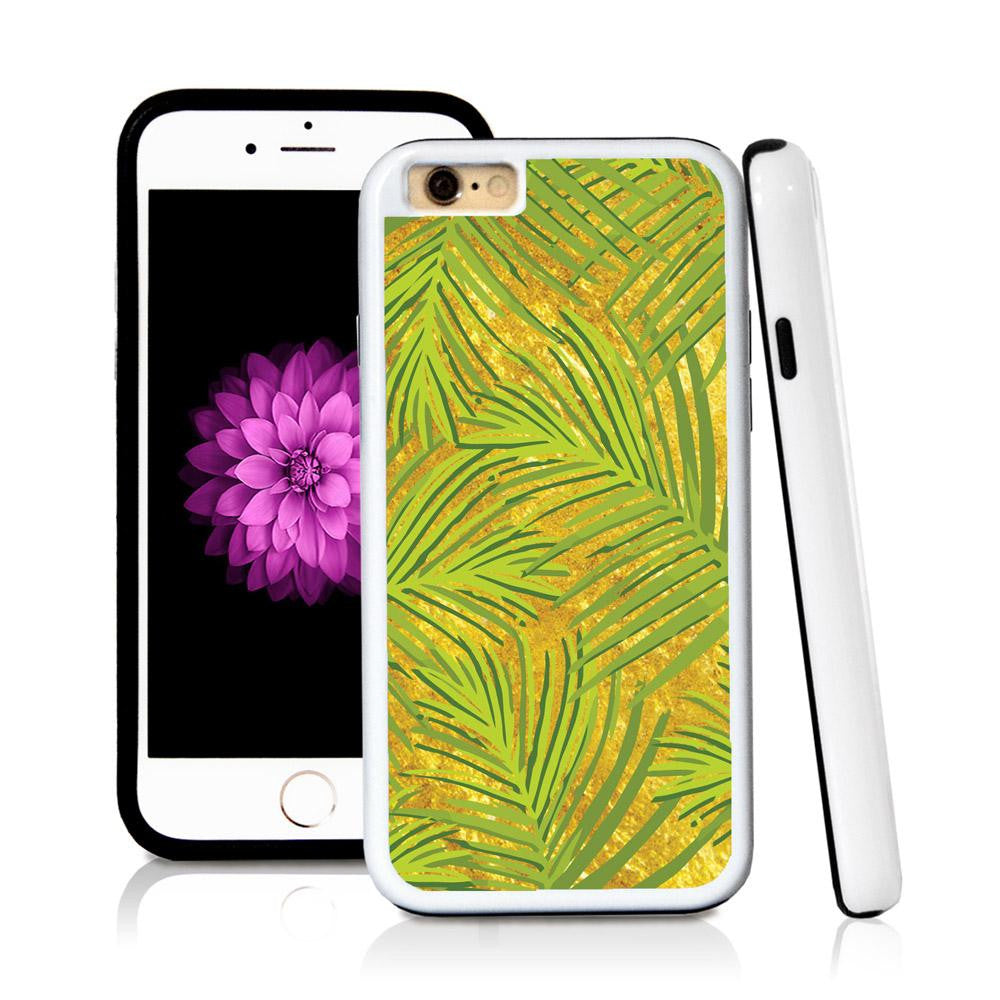 iPhone 6 case Palm leaves green in Shiny Gold Texture with hard plastic & rubber protective cover