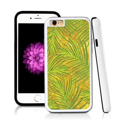 iPhone 6 case Palm leaves green in Shiny Gold Texture with hard plastic and rubber protective cover