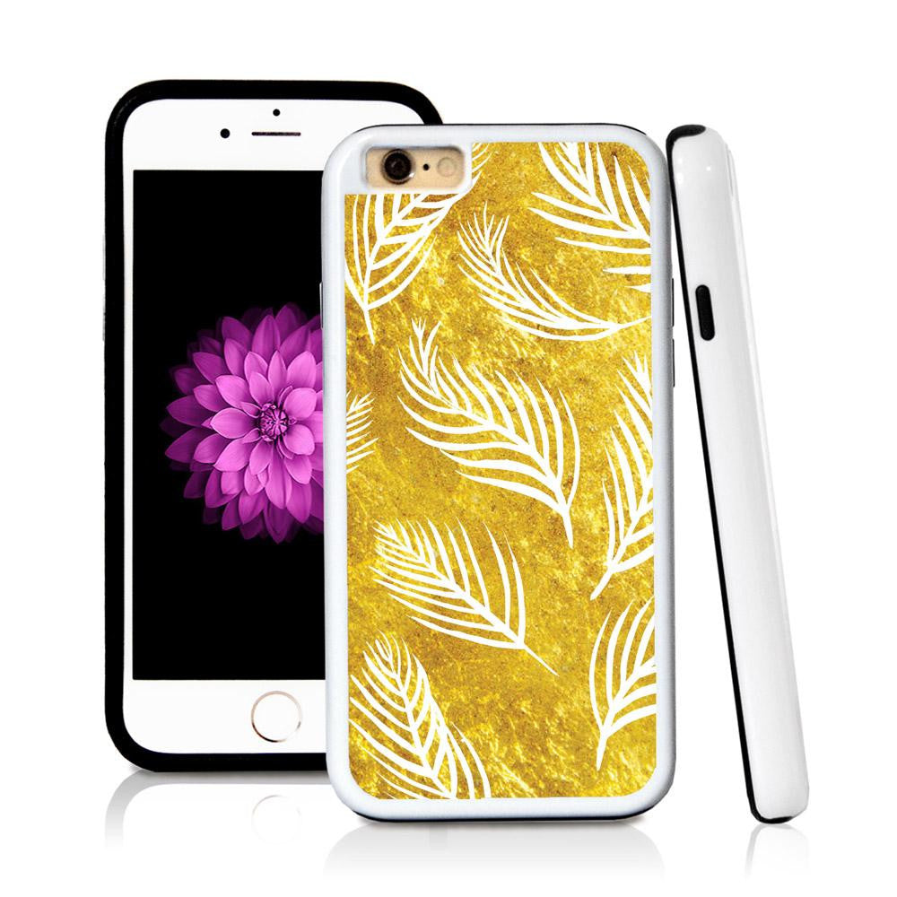 iPhone 6 case Palm leaves nine in Shiny Gold Texture with hard plastic & rubber protective cover